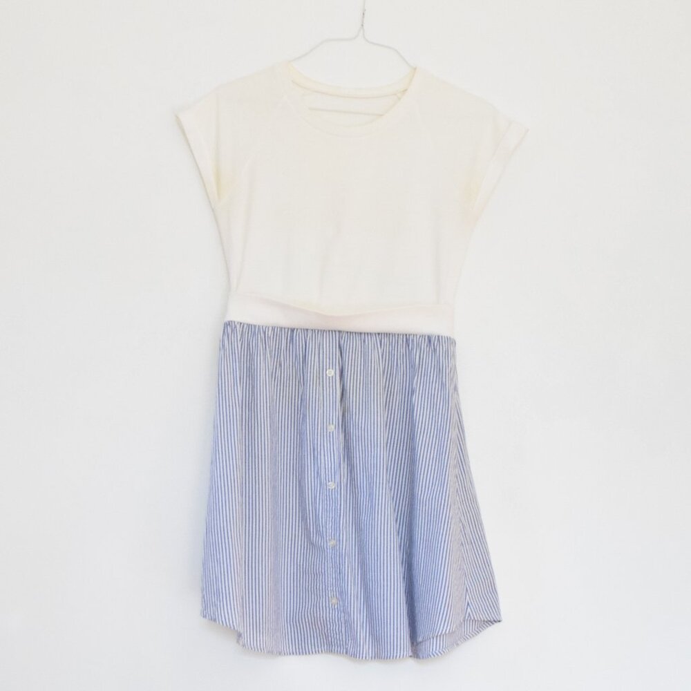 AVV STANDARD White T-Shirt Faux Button Down Dress | Size M